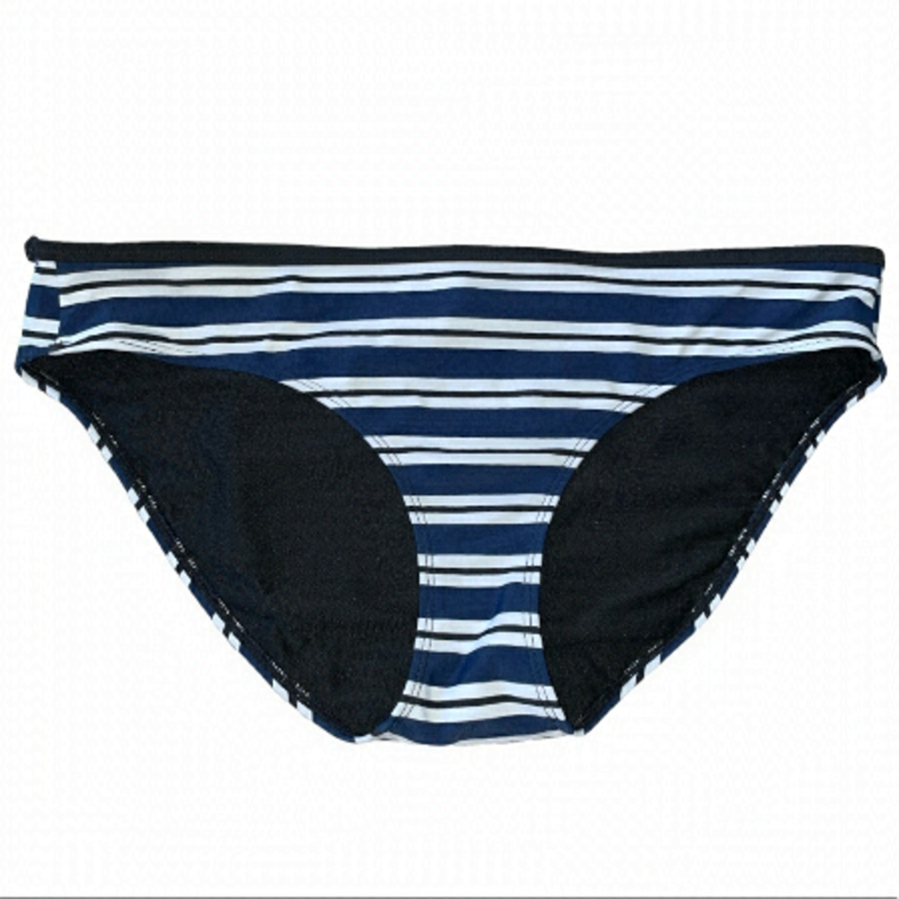 Joe Fresh Hipster Bikini Bottoms Large Navy and White Striped